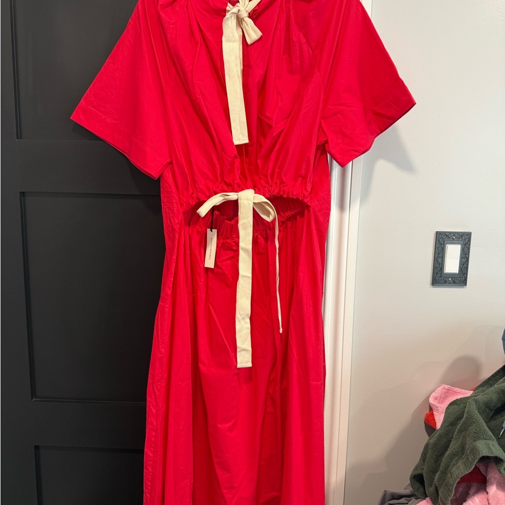 Banana Republic Hot Pink Gathered Waist Dress Large - Picture 3 of 8